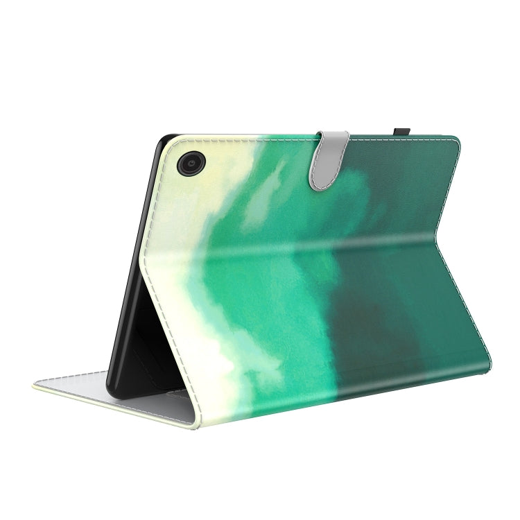 For Amazon Fire Max 11 Watercolor Pattern Flip Leather Tablet Case(Cyan Green) - Amazon by PMC TechLife | Online Shopping South Africa | PMC TechLife | Buy Now Pay Later Mobicred