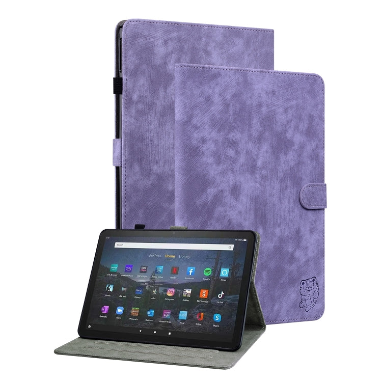 For Amazon Fire Max 11 Tiger Pattern Flip Leather Tablet Case(Purple) - Amazon by PMC TechLife | Online Shopping South Africa | PMC TechLife | Buy Now Pay Later Mobicred
