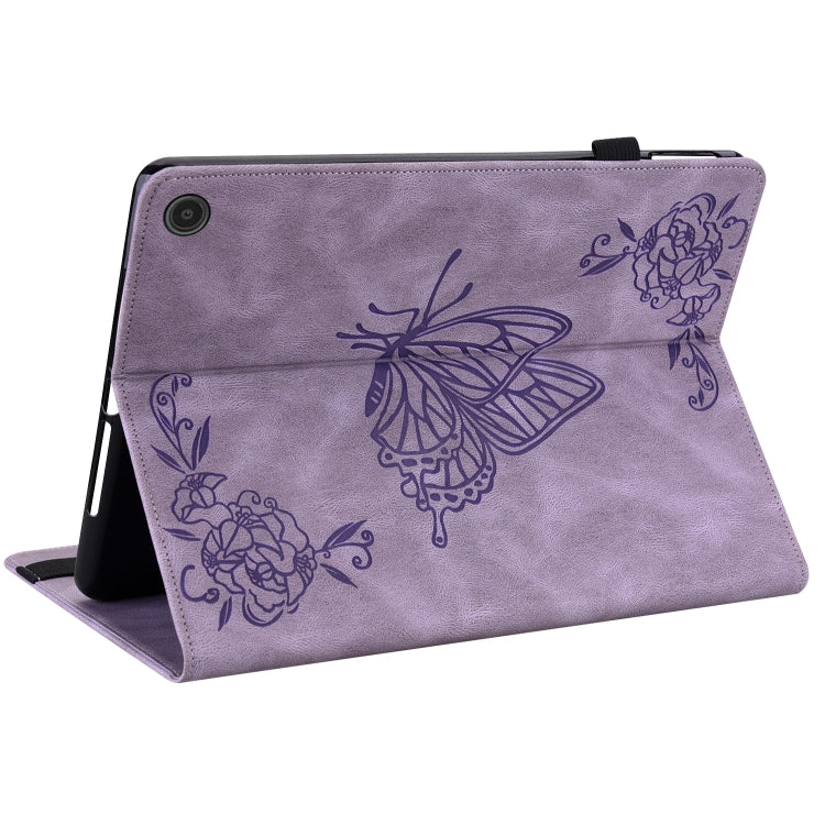 For Amazon Fire Max 11 Butterfly Flower Embossed Leather Tablet Case(Purple) - Amazon by PMC TechLife | Online Shopping South Africa | PMC TechLife | Buy Now Pay Later Mobicred