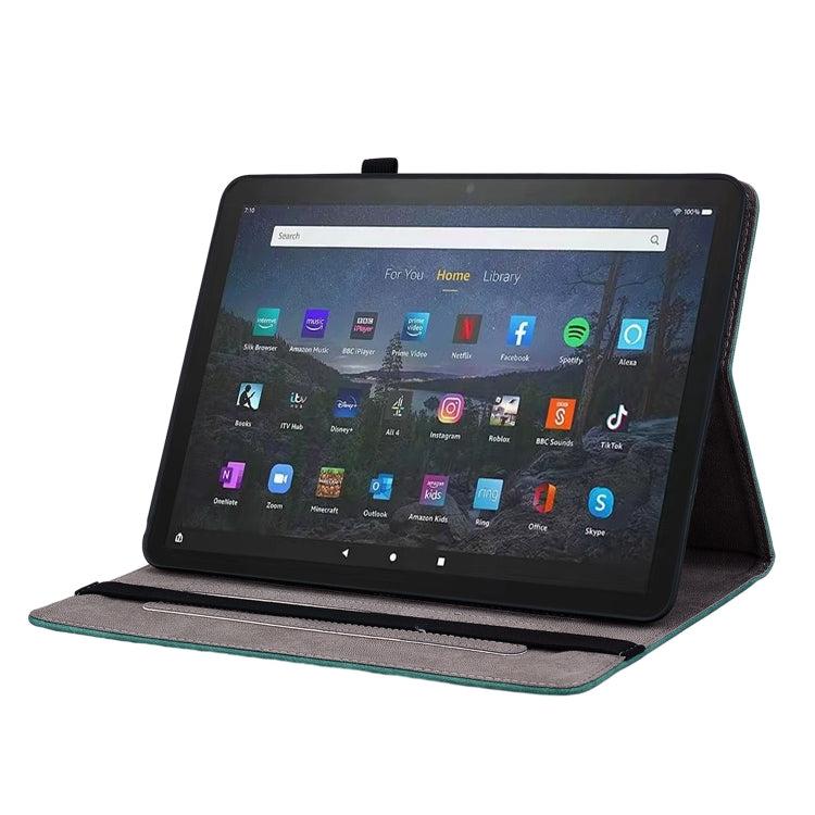 For Amazon Fire Max 11 Butterfly Rose Embossed Leather Tablet Case(Green) - Amazon by PMC TechLife | Online Shopping South Africa | PMC TechLife | Buy Now Pay Later Mobicred