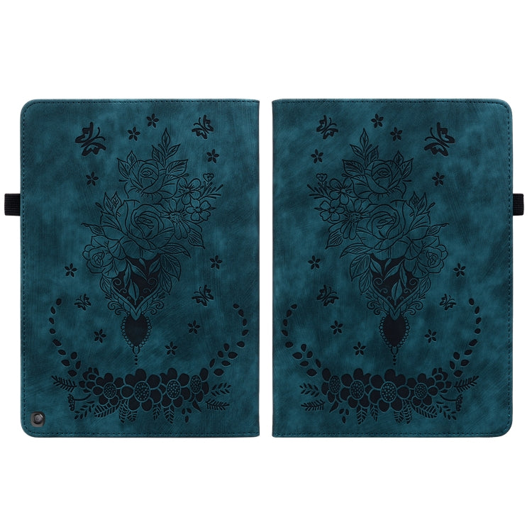 For Amazon Fire HD 10 2023 Butterfly Rose Embossed Leather Tablet Case(Dark Blue) - Amazon by PMC TechLife | Online Shopping South Africa | PMC TechLife | Buy Now Pay Later Mobicred