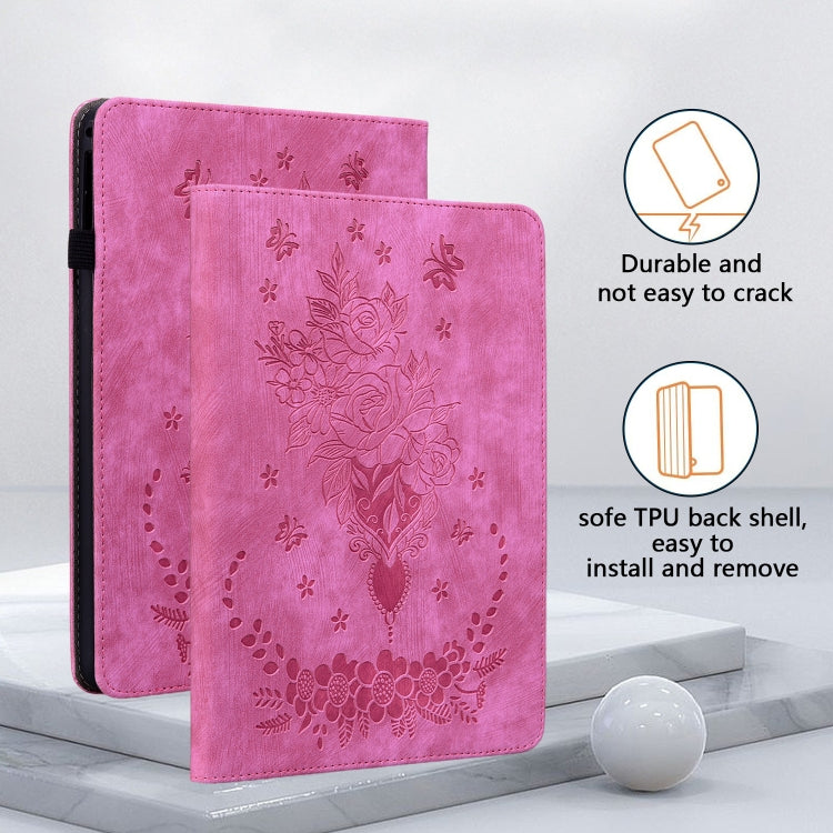 For Amazon Kindle Paperwhite 5 2023 2024 Butterfly Rose Embossed Leather Tablet Case(Rose Red) - Amazon by PMC Jewellery | Online Shopping South Africa | PMC Jewellery | Buy Now Pay Later Mobicred