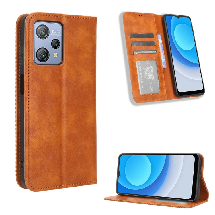 For Blackview A53 / A53 Pro Magnetic Buckle Retro Texture Leather Phone Case(Brown) - More Brand by PMC Jewellery | Online Shopping South Africa | PMC Jewellery