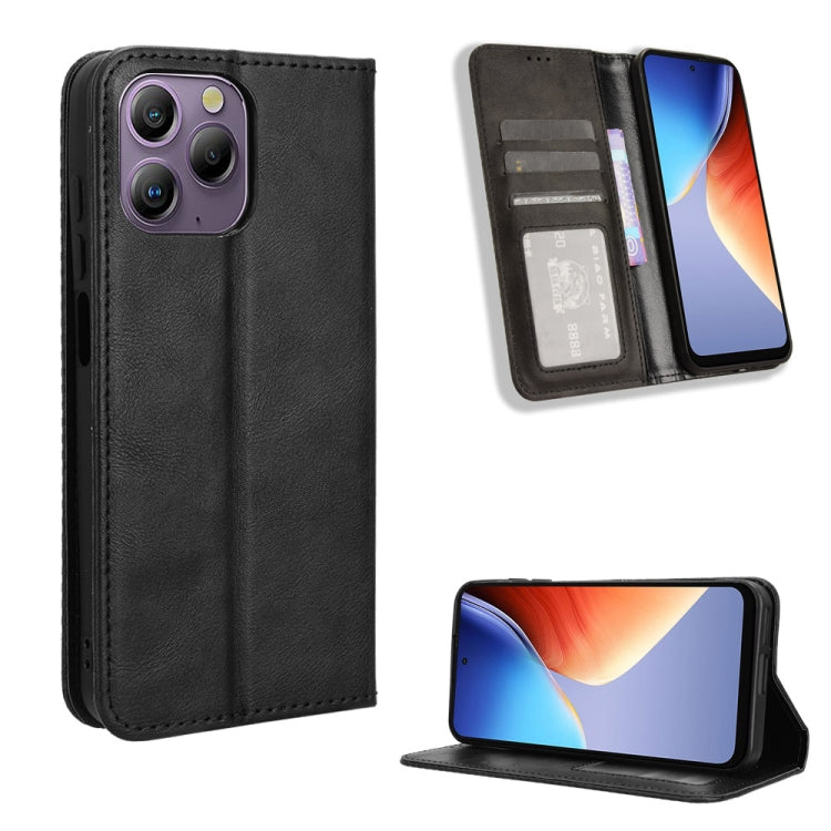 For Blackview A96 Magnetic Buckle Retro Texture Leather Phone Case(Black) - More Brand by PMC TechLife | Online Shopping South Africa | PMC TechLife