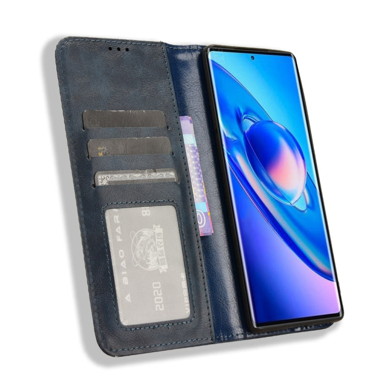 For Blackview A200 Pro Magnetic Buckle Retro Texture Leather Phone Case(Blue) - free shipping - PMC TechLife - Order now!