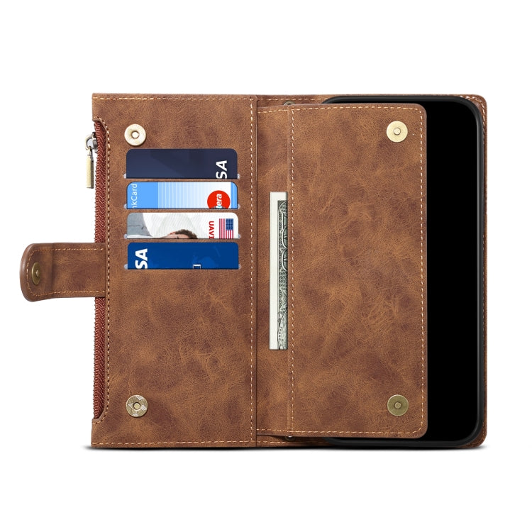 For iPhone 16 Plus ESEBLE Retro Frosted RFID Flip Leather Phone Case(Brown) - free shipping - PMC TechLife - Order now!