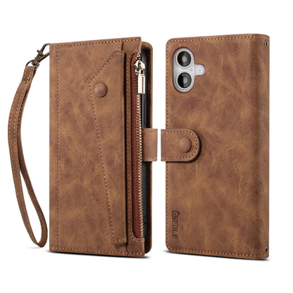 For iPhone 16 ESEBLE Retro Frosted RFID Flip Leather Phone Case(Brown) - iPhone 16 Cases by ESEBLE | Online Shopping South Africa | PMC Jewellery | Buy Now Pay Later Mobicred