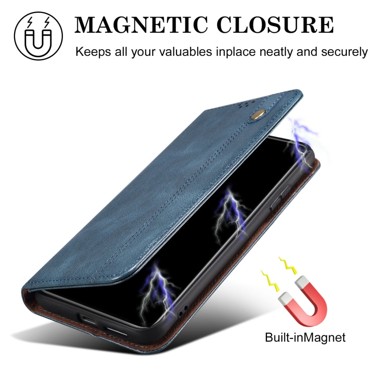 For iPhone 16 Plus Oil Wax Crazy Horse Texture Leather Phone Case(Blue) - iPhone 16 Plus Cases by PMC Jewellery | Online Shopping South Africa | PMC Jewellery | Buy Now Pay Later Mobicred