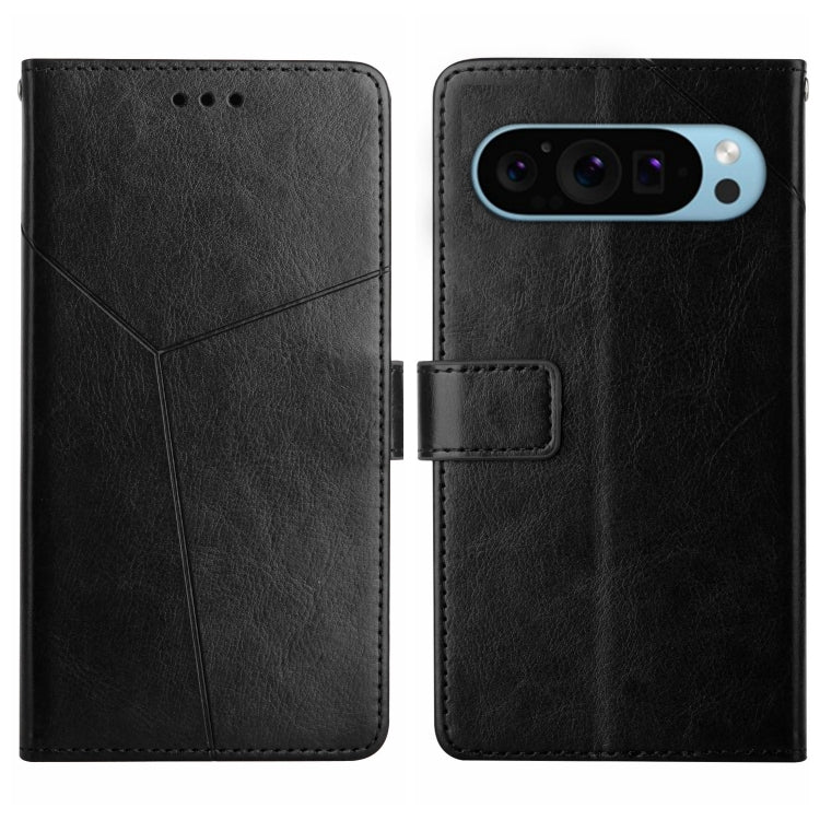 For Google Pixel 9 Pro Y-shaped Pattern Flip Leather Phone Case(Black) - Google Cases by PMC TechLife | Online Shopping South Africa | PMC TechLife | Buy Now Pay Later Mobicred