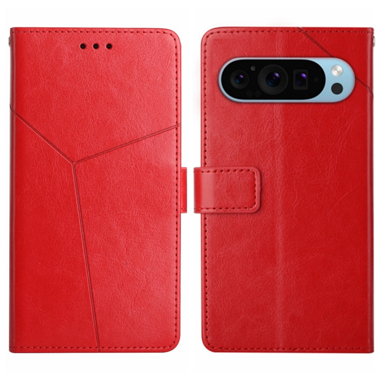 For Google Pixel 9 Pro Y-shaped Pattern Flip Leather Phone Case(Red) - Google Cases by PMC TechLife | Online Shopping South Africa | PMC TechLife | Buy Now Pay Later Mobicred