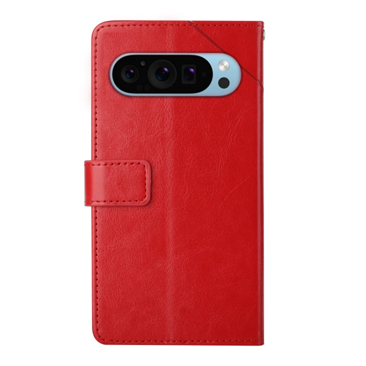 For Google Pixel 9 Pro Y-shaped Pattern Flip Leather Phone Case(Red) - Google Cases by PMC TechLife | Online Shopping South Africa | PMC TechLife | Buy Now Pay Later Mobicred