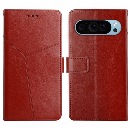 For Google Pixel 9 Pro Y-shaped Pattern Flip Leather Phone Case(Brown) - Google Cases by PMC Jewellery | Online Shopping South Africa | PMC Jewellery | Buy Now Pay Later Mobicred