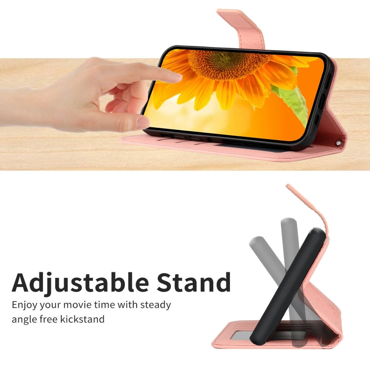 For Google Pixel 9 Pro Skin Feel Sun Flower Embossed Flip Leather Phone Case with Lanyard(Pink) - Google Cases by PMC TechLife | Online Shopping South Africa | PMC TechLife | Buy Now Pay Later Mobicred