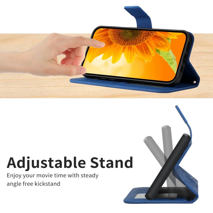 For Google Pixel 9 Pro Skin Feel Sun Flower Embossed Flip Leather Phone Case with Lanyard(Dark Blue) - Google Cases by PMC TechLife | Online Shopping South Africa | PMC TechLife | Buy Now Pay Later Mobicred