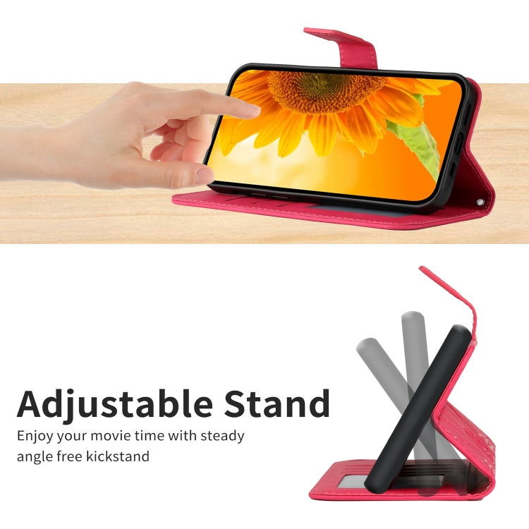 For Google Pixel 9 Pro Skin Feel Sun Flower Embossed Flip Leather Phone Case with Lanyard(Rose Red) - Google Cases by PMC TechLife | Online Shopping South Africa | PMC TechLife | Buy Now Pay Later Mobicred