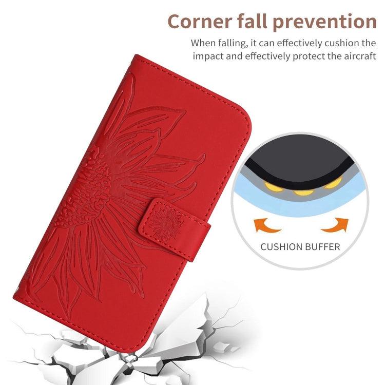 For Google Pixel 9 Skin Feel Sun Flower Embossed Flip Leather Phone Case with Lanyard(Red) - Google Cases by PMC TechLife | Online Shopping South Africa | PMC TechLife | Buy Now Pay Later Mobicred