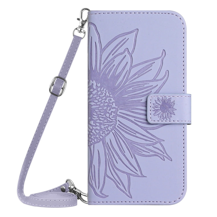 For Google Pixel 9 Skin Feel Sun Flower Embossed Flip Leather Phone Case with Lanyard(Purple) - Google Cases by PMC TechLife | Online Shopping South Africa | PMC TechLife | Buy Now Pay Later Mobicred