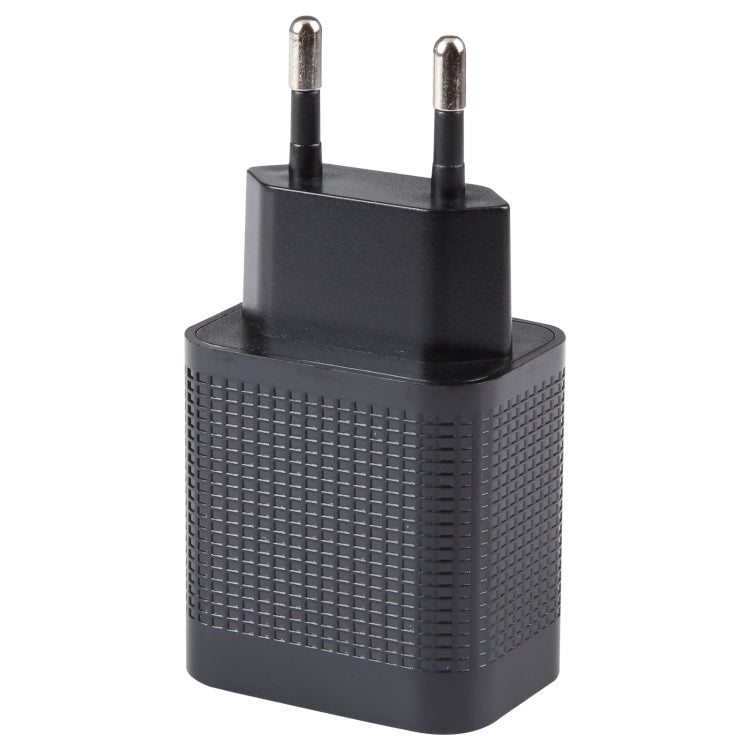 LZ-106PD 25W USB-C / Type-C Ports Plaid Pattern Travel Charger, EU Plug(Black) - USB Charger by PMC Jewellery | Online Shopping South Africa | PMC Jewellery | Buy Now Pay Later Mobicred