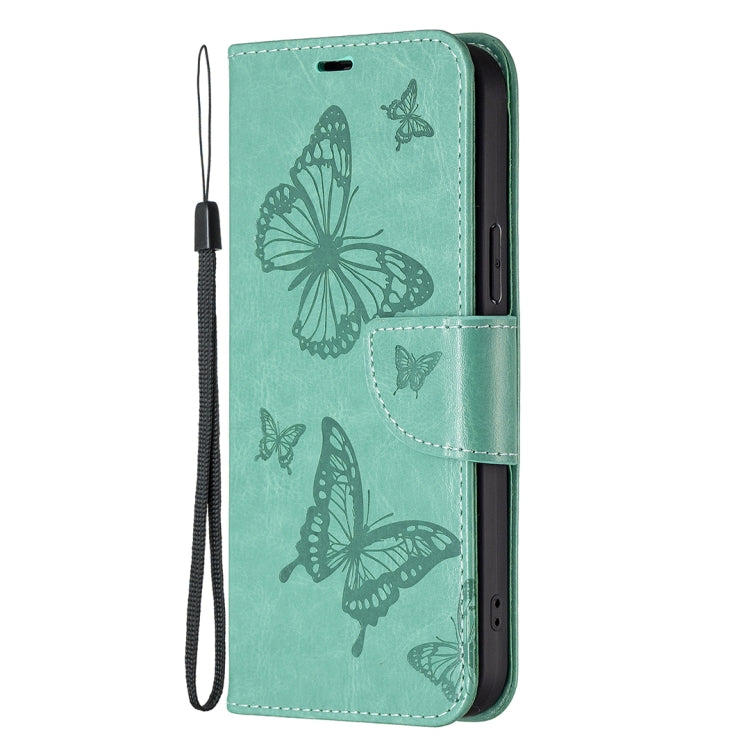 For Samsung Galaxy S24 Ultra 5G Embossing Two Butterflies Pattern Leather Phone Case(Green) - Galaxy S24 Ultra 5G Cases by PMC TechLife | Online Shopping South Africa | PMC TechLife