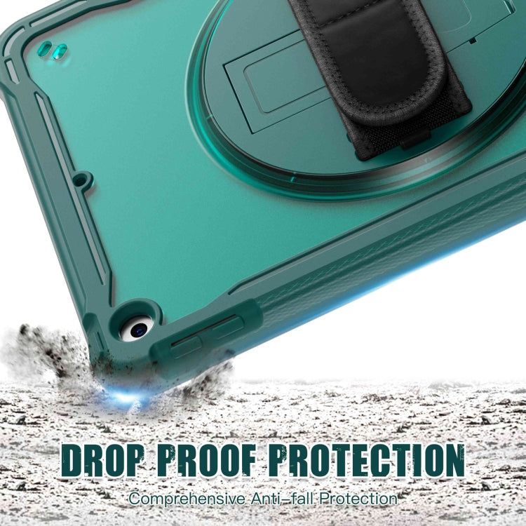 For iPad 10.2 2021 / 2020 / 2019 Heavy Duty Hybrid Tablet Case with Handle & Strap(Dark Green) - iPad 10.2 Cases by PMC TechLife | Online Shopping South Africa | PMC TechLife