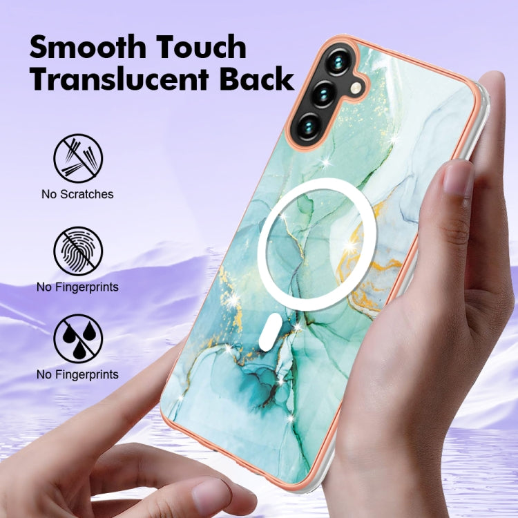 For Samsung Galaxy A34 5G Marble Pattern Dual-side IMD Magsafe TPU Phone Case(Green 003) - Galaxy Phone Cases by PMC TechLife | Online Shopping South Africa | PMC TechLife
