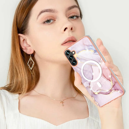 For Samsung Galaxy A54 5G Marble Pattern Dual-side IMD Magsafe TPU Phone Case(Rose Gold 005) - Galaxy Phone Cases by PMC Jewellery | Online Shopping South Africa | PMC Jewellery