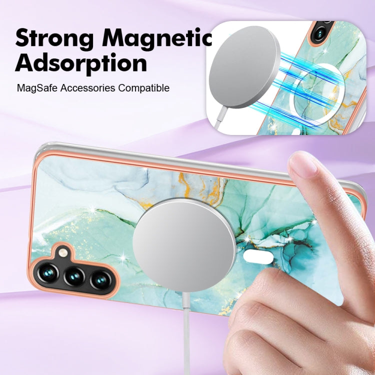 For Samsung Galaxy A54 5G Marble Pattern Dual-side IMD Magsafe TPU Phone Case(Green 003) - Galaxy Phone Cases by PMC TechLife | Online Shopping South Africa | PMC TechLife