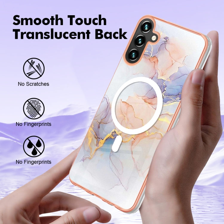 For Samsung Galaxy A54 5G Marble Pattern Dual-side IMD Magsafe TPU Phone Case(White Marble) - Galaxy Phone Cases by PMC Jewellery | Online Shopping South Africa | PMC Jewellery