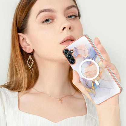 For Samsung Galaxy A54 5G Marble Pattern Dual-side IMD Magsafe TPU Phone Case(White Marble) - Galaxy Phone Cases by PMC Jewellery | Online Shopping South Africa | PMC Jewellery