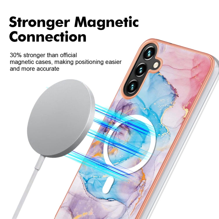 For Samsung Galaxy A54 5G Marble Pattern Dual-side IMD Magsafe TPU Phone Case(Blue Marble) - Galaxy Phone Cases by PMC TechLife | Online Shopping South Africa | PMC TechLife