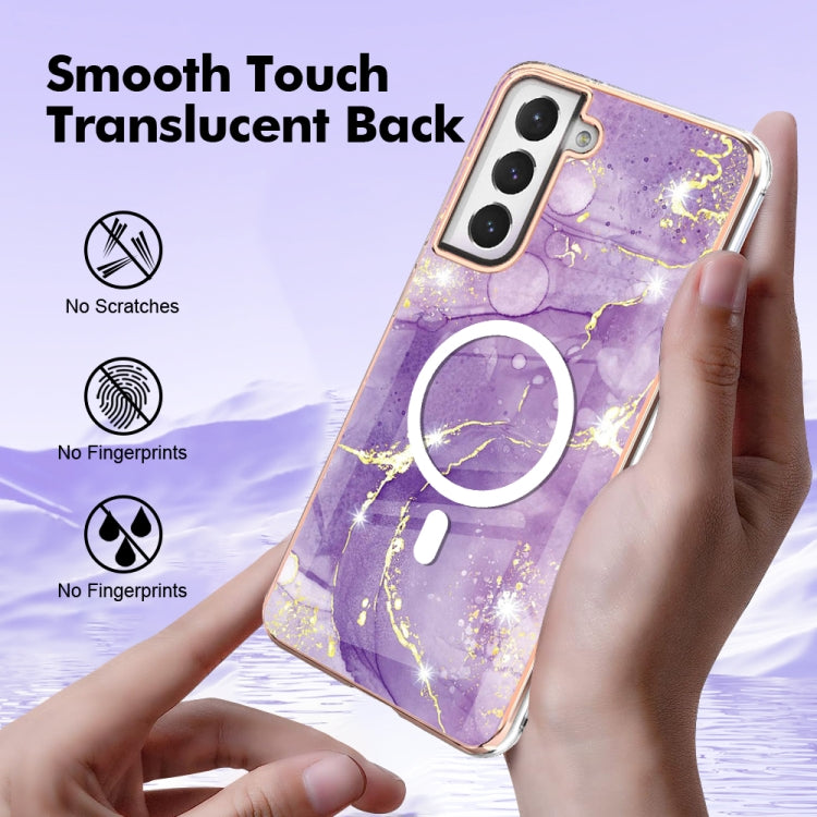 For Samsung Galaxy S21 FE 5G Marble Pattern Dual-side IMD Magsafe TPU Phone Case(Purple 002) - Galaxy Phone Cases by PMC Jewellery | Online Shopping South Africa | PMC Jewellery