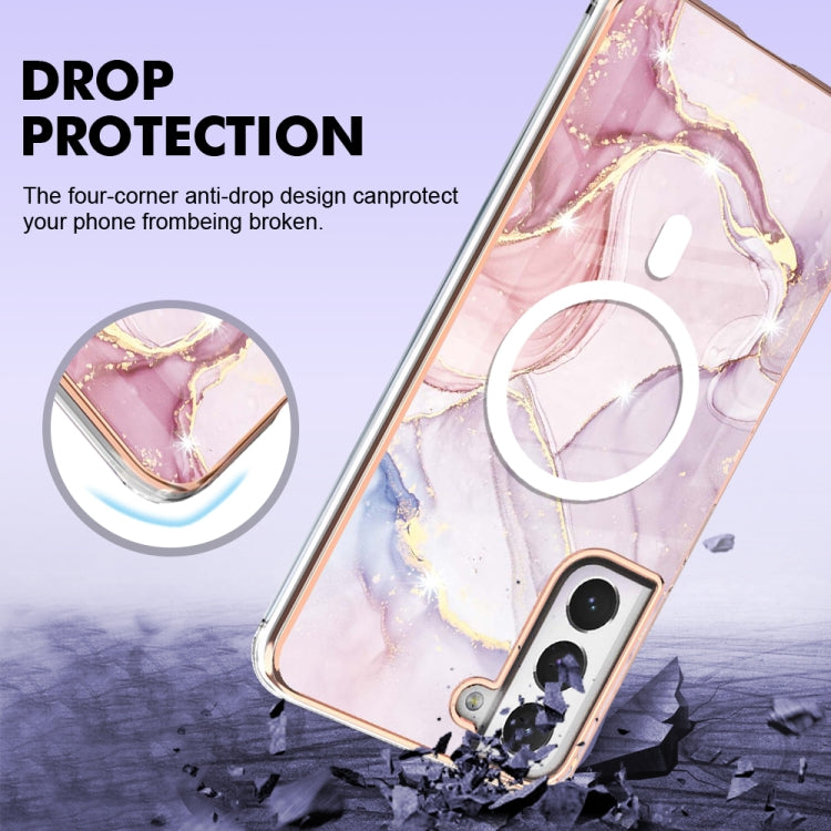 For Samsung Galaxy S21 FE 5G Marble Pattern Dual-side IMD Magsafe TPU Phone Case(Rose Gold 005) - Galaxy Phone Cases by PMC TechLife | Online Shopping South Africa | PMC TechLife