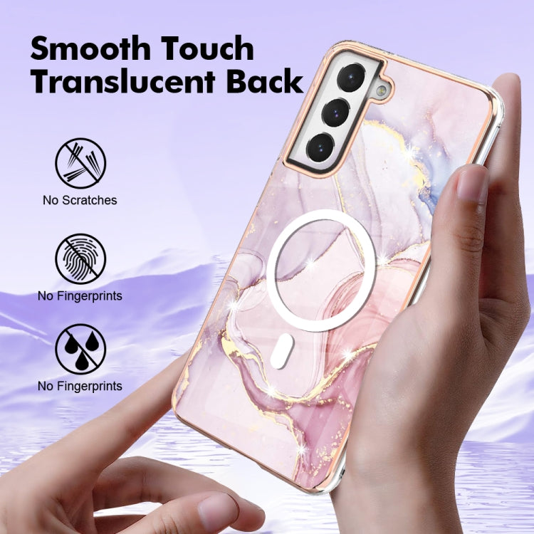 For Samsung Galaxy S21 FE 5G Marble Pattern Dual-side IMD Magsafe TPU Phone Case(Rose Gold 005) - Galaxy Phone Cases by PMC Jewellery | Online Shopping South Africa | PMC Jewellery