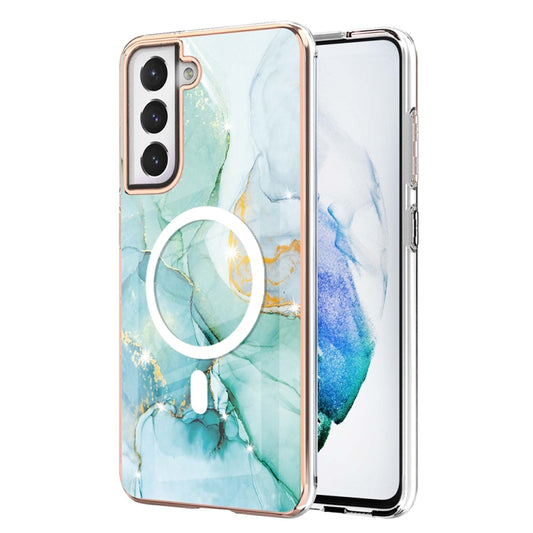 For Samsung Galaxy S21 FE 5G Marble Pattern Dual-side IMD Magsafe TPU Phone Case(Green 003) - Galaxy Phone Cases by PMC Jewellery | Online Shopping South Africa | PMC Jewellery