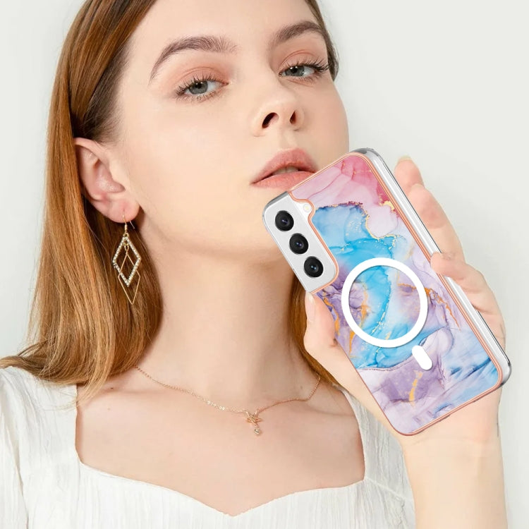 For Samsung Galaxy S22 5G Marble Pattern Dual-side IMD Magsafe TPU Phone Case(Blue Marble) - Galaxy S22 5G Cases by PMC TechLife | Online Shopping South Africa | PMC TechLife