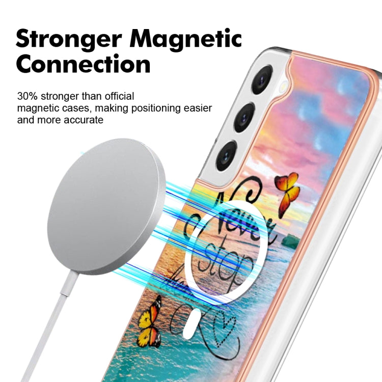 For Samsung Galaxy S22 5G Marble Pattern Dual-side IMD Magsafe TPU Phone Case(Dream Butterfly) - Galaxy S22 5G Cases by PMC TechLife | Online Shopping South Africa | PMC TechLife
