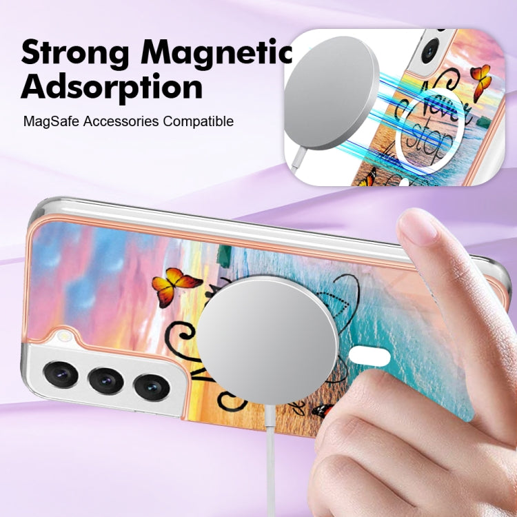 For Samsung Galaxy S22 5G Marble Pattern Dual-side IMD Magsafe TPU Phone Case(Dream Butterfly) - Galaxy S22 5G Cases by PMC TechLife | Online Shopping South Africa | PMC TechLife