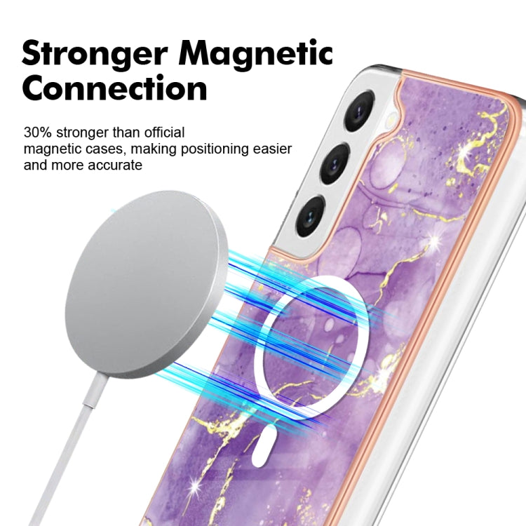 For Samsung Galaxy S22+ 5G Marble Pattern Dual-side IMD Magsafe TPU Phone Case(Purple 002) - Galaxy S22+ 5G Cases by PMC TechLife | Online Shopping South Africa | PMC TechLife | Buy Now Pay Later Mobicred