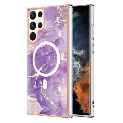 For Samsung Galaxy S22 Ultra 5G Marble Pattern Dual-side IMD Magsafe TPU Phone Case(Purple 002) - Galaxy S22 Ultra 5G Cases by PMC Jewellery | Online Shopping South Africa | PMC Jewellery