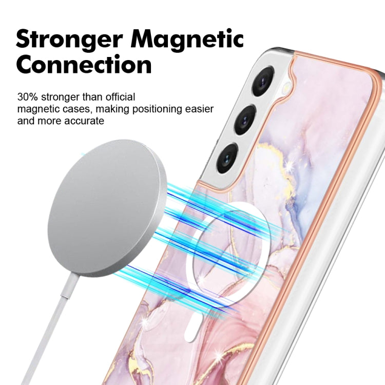 For Samsung Galaxy S23 5G Marble Pattern Dual-side IMD Magsafe TPU Phone Case(Rose Gold 005) - Galaxy S23 5G Cases by PMC TechLife | Online Shopping South Africa | PMC TechLife
