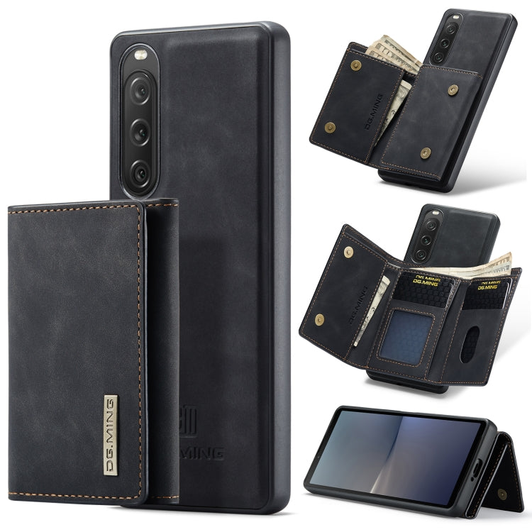For Sony Xperia 10 V DG.MING M1 Series 3-Fold Multi Card Wallet + Magnetic Phone Case(Black) - Sony Cases by DG.MING | Online Shopping South Africa | PMC TechLife | Buy Now Pay Later Mobicred