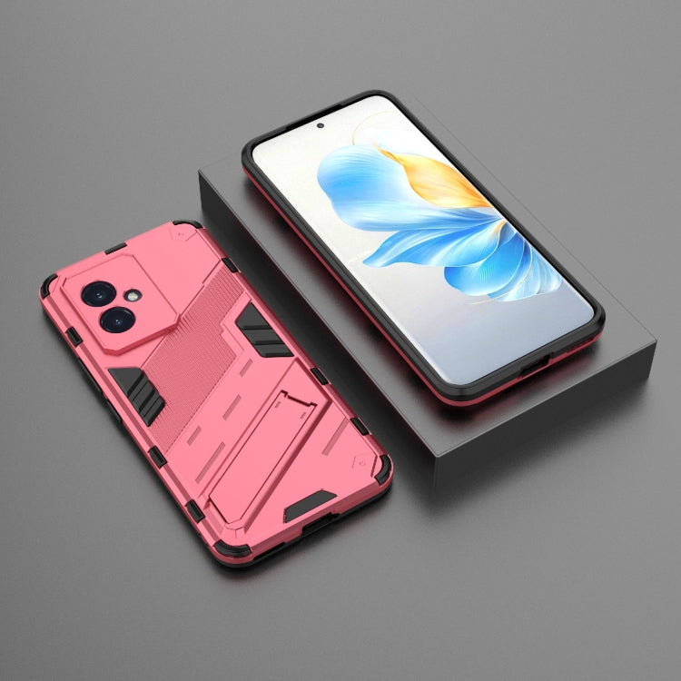 For Honor 100 5G Punk Armor 2 in 1 PC + TPU Phone Case with Holder(Light Red) - Honor Cases by PMC Jewellery | Online Shopping South Africa | PMC Jewellery | Buy Now Pay Later Mobicred