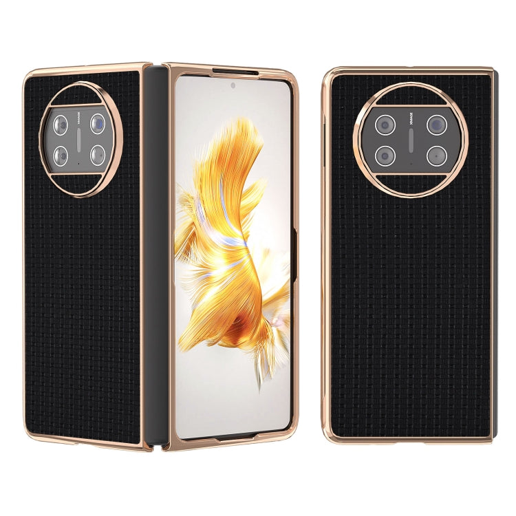 For Huawei Mate X3 Genuine Leather Luxury Series Nano Plating Phone Case(Black) - Huawei Cases by PMC TechLife | Online Shopping South Africa | PMC TechLife | Buy Now Pay Later Mobicred