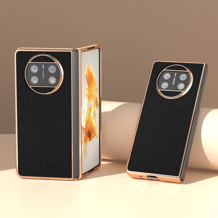 For Huawei Mate X3 Genuine Leather Luxury Series Nano Plating Phone Case(Black) - Huawei Cases by PMC TechLife | Online Shopping South Africa | PMC TechLife | Buy Now Pay Later Mobicred