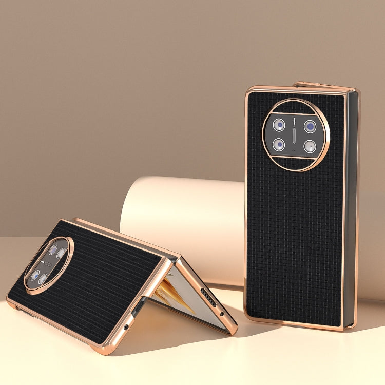 For Huawei Mate X3 Genuine Leather Luxury Series Nano Plating Phone Case(Black) - Huawei Cases by PMC TechLife | Online Shopping South Africa | PMC TechLife | Buy Now Pay Later Mobicred