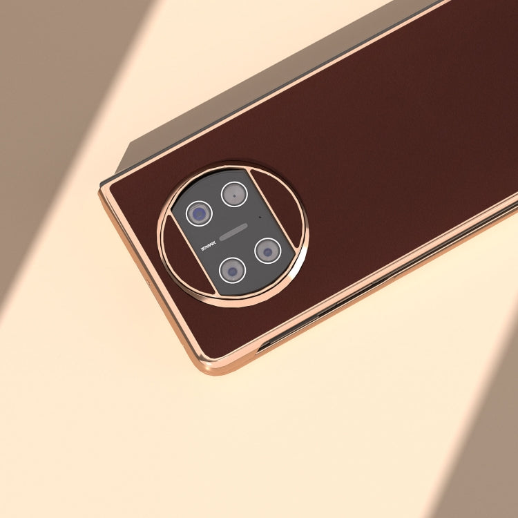 For Huawei Mate X3 Genuine Leather Silk Series Nano Plating Phone Case(Coffee) - Huawei Cases by PMC TechLife | Online Shopping South Africa | PMC TechLife | Buy Now Pay Later Mobicred