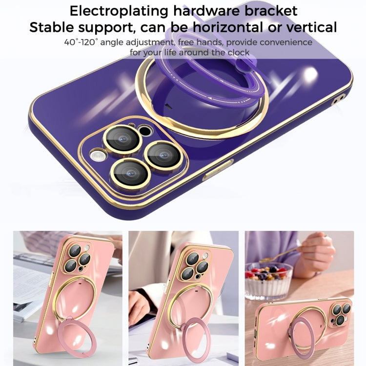 For iPhone 13 Pro Multifunction Electroplating MagSafe Holder Phone Case(Blue) - iPhone 13 Pro Cases by PMC TechLife | Online Shopping South Africa | PMC TechLife