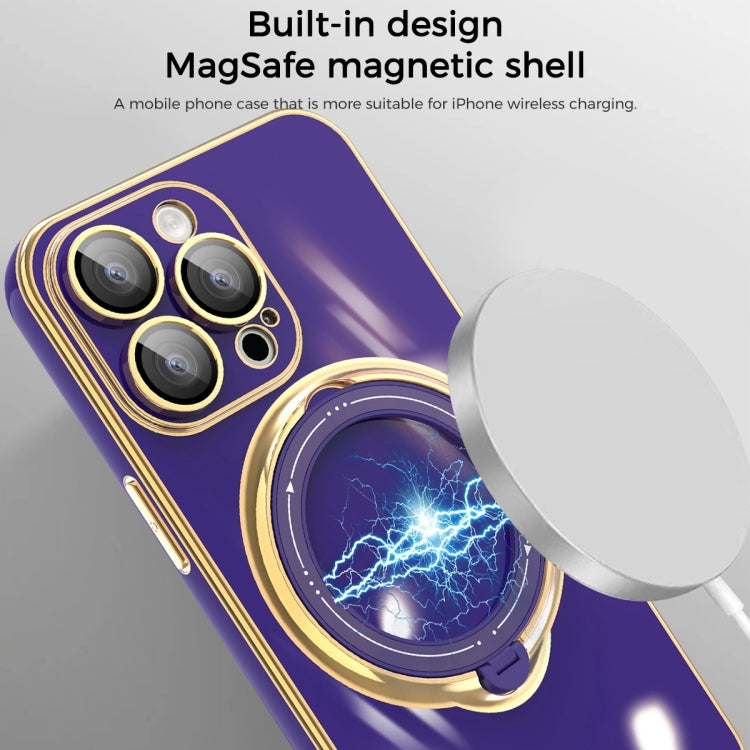 For iPhone 13 Pro Multifunction Electroplating MagSafe Holder Phone Case(Blue) - iPhone 13 Pro Cases by PMC TechLife | Online Shopping South Africa | PMC TechLife