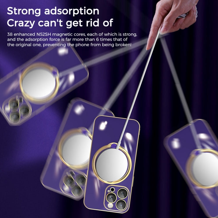 For iPhone 14 Multifunction Electroplating MagSafe Holder Phone Case(Dark Green) - iPhone 14 Cases by PMC TechLife | Online Shopping South Africa | PMC TechLife