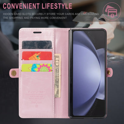 For Samsung Galaxy Z Fold5 CaseMe-003 PU + PC Business Style Crazy Horse Texture Leather Phone Case(Pink) - Galaxy Z Fold5 Cases by CaseMe | Online Shopping South Africa | PMC Jewellery | Buy Now Pay Later Mobicred